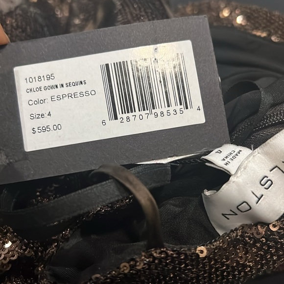 Halston Chloe Cutout Sequined Tulle Gown, Brown Size 4 New w/Tag Retail $595 - Picture 13 of 16